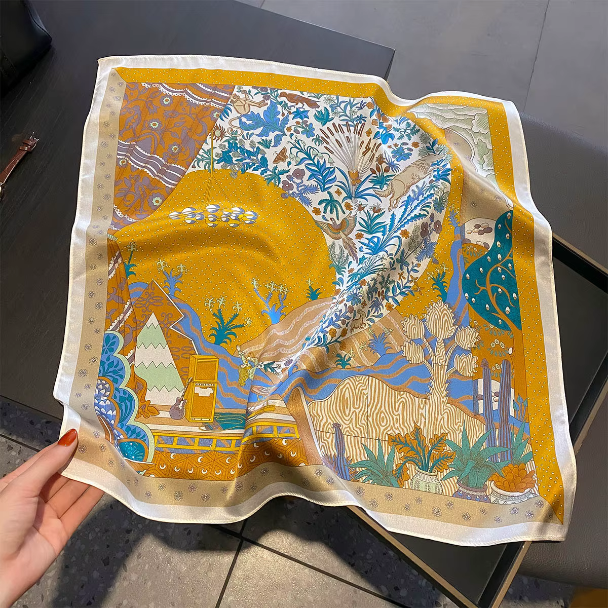 Foulard carré 100% Soie de Mûrier 21"x21" pour Femme, Léger, Mode, Bandeau pour Cheveux, Écharpe de 