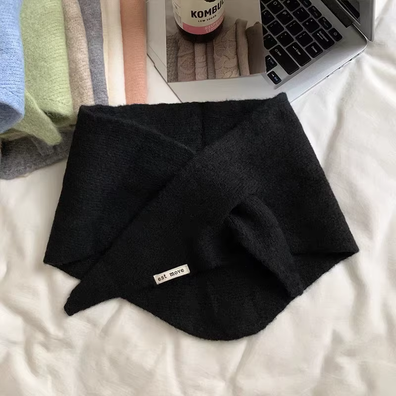 Écharpe triangulaire unie à double usage avec lien croisé pour femme, écharpe enveloppante vintage t