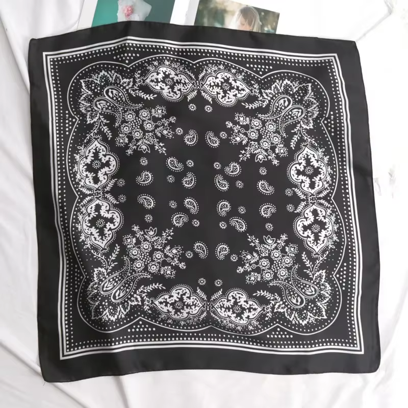 Femmes écharpe mode 70 cm Paisley imprimé Hijab écharpe Satin Bandana foulards femme carré bandeau f
