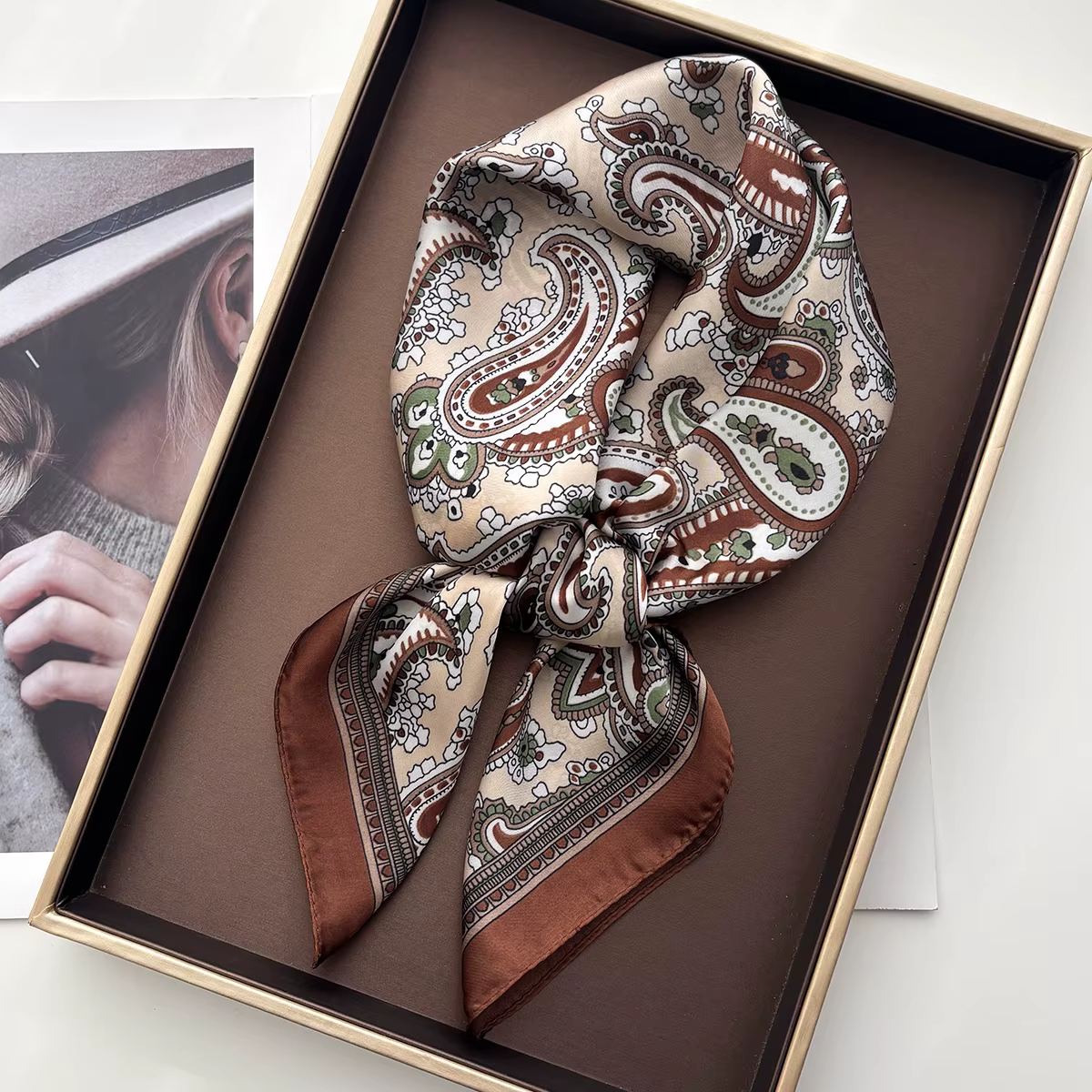 Foulard carré en soie pour femmes, mode Paisley, Bandana, châle, foulard, bandeau pour cheveux, crav