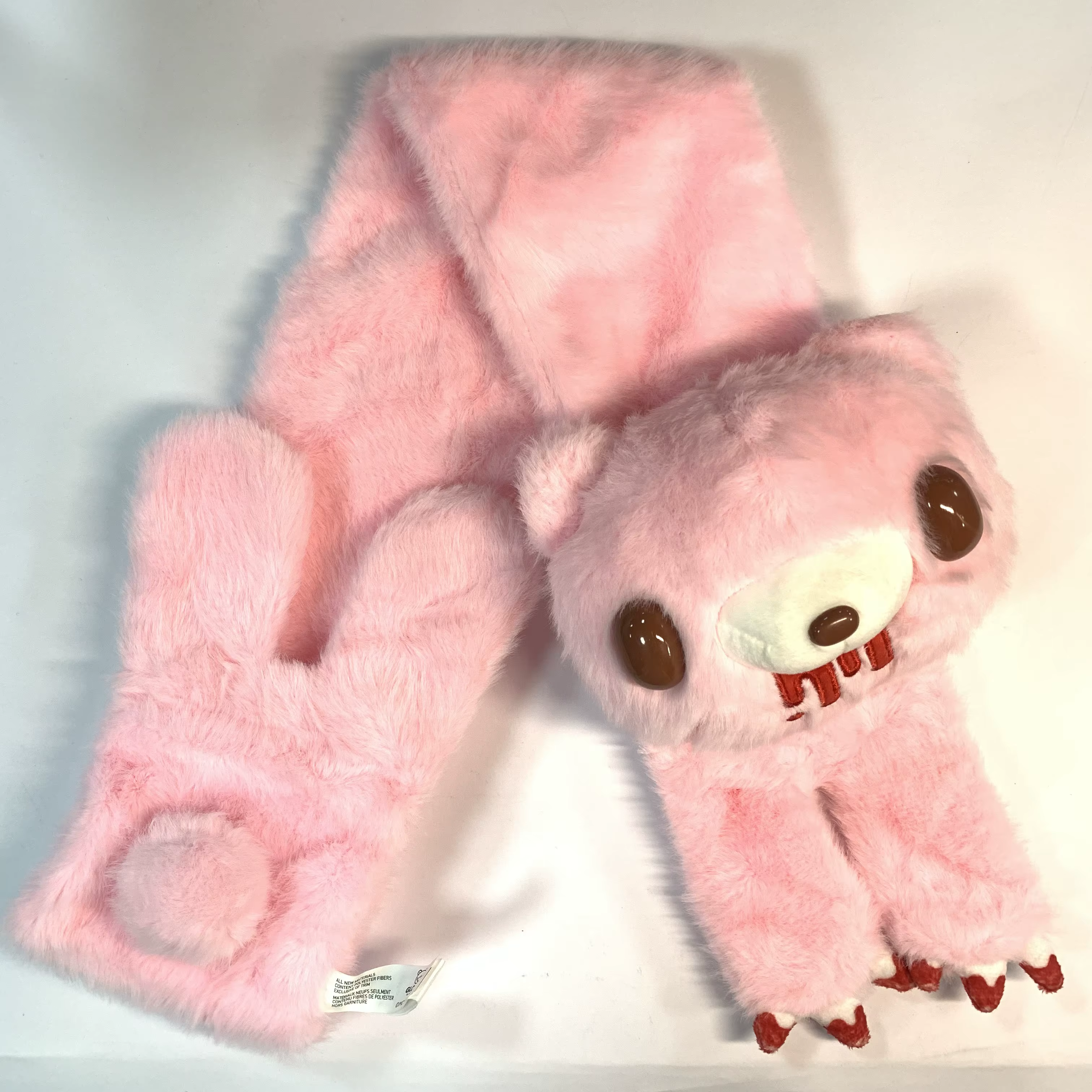 Écharpe en peluche ours sombre rose. Fausse fourrure douce, visage d'ours icône. Chaud et élégant po