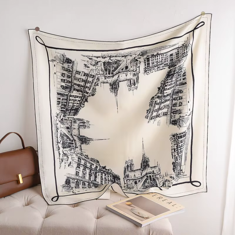 Foulard en soie sergé 90CM, Bandanas carrés, trousses de luxe de styliste, châles à roulettes, acces