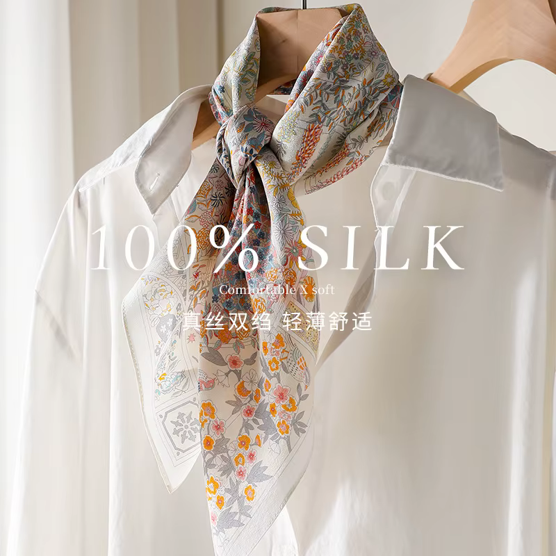 Écharpe en pure soie de mûrier à motif cachemire pour femme, collection printemps-été, luxe français