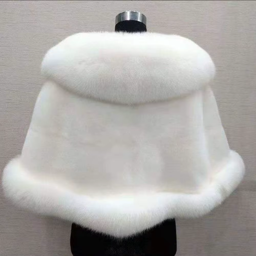 Mode hiver chaud châle épaissir mariée Cardigan Cape manteau fausse fourrure col châle nouvelle écha