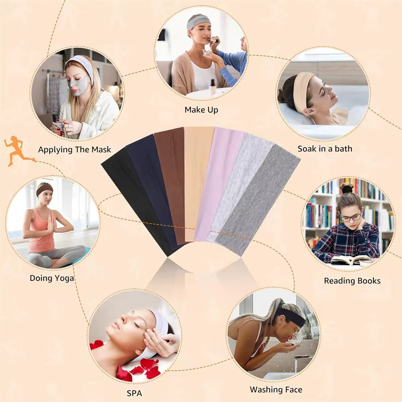 7 pièces bandes de cheveux élastiques solides bandeau de Yoga femmes hommes Simple sport course abso