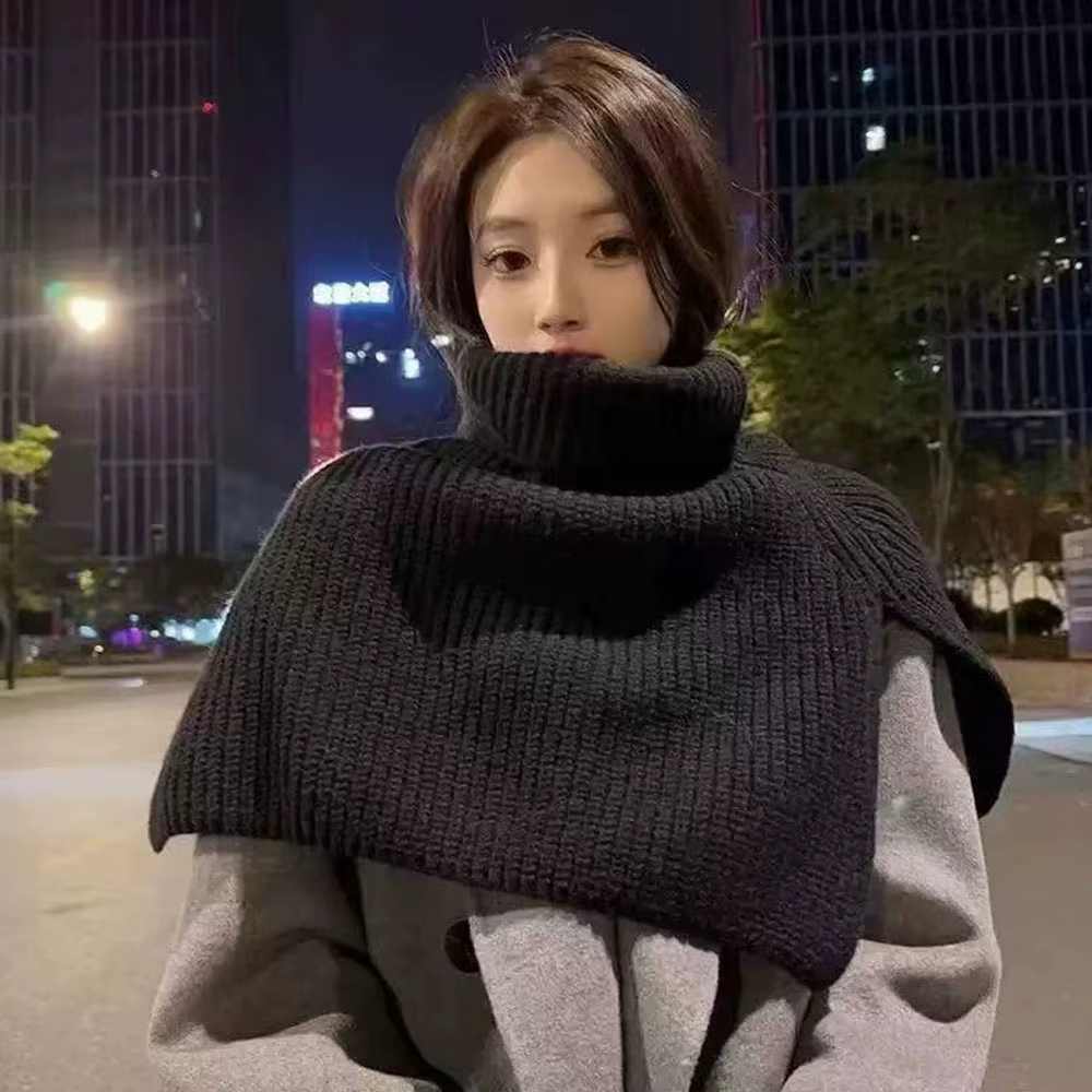 Écharpe à col roulé fendu pour femmes et filles, écharpes de mode coréenne, écharpes de pull doux, é