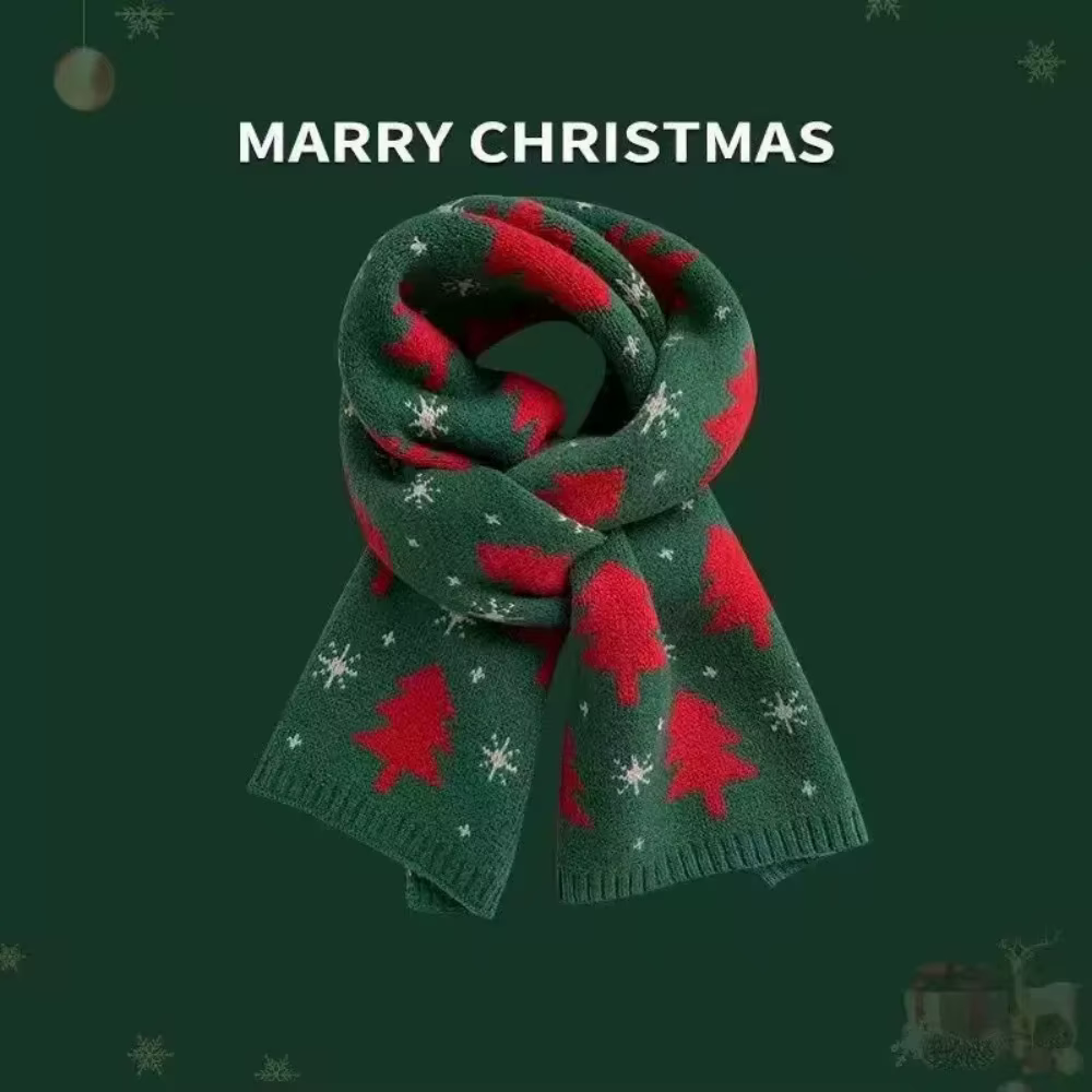 Mignon arbre de noël Jacquard noël femmes écharpe père noël garder au chaud tricoté écharpe hiver tr