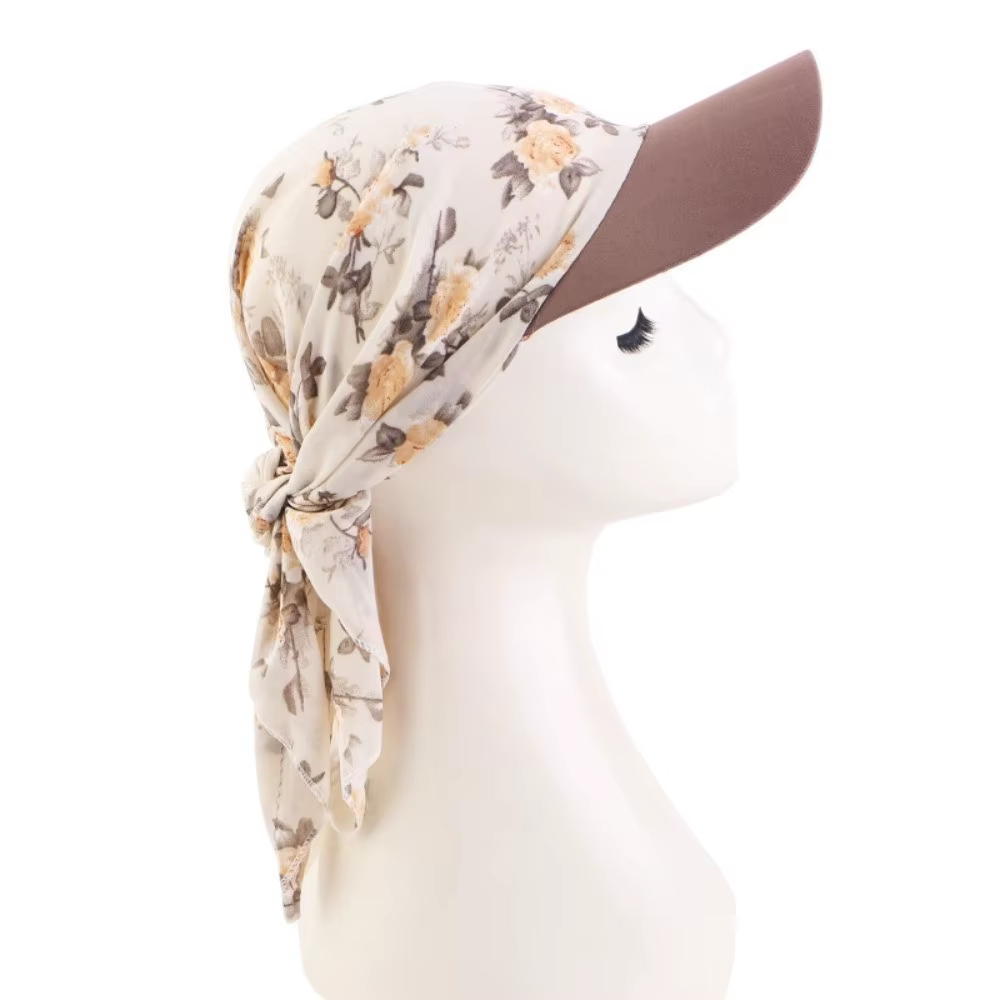 Casquette de baseball légère en mousseline de soie avec foulard intégré, protection solaire, imprimé