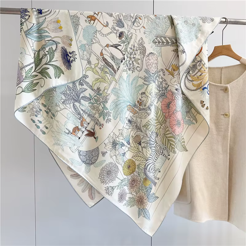 Châle de luxe au Design classique en laine de soie, imprimé Double face carré, écharpe en laine pour