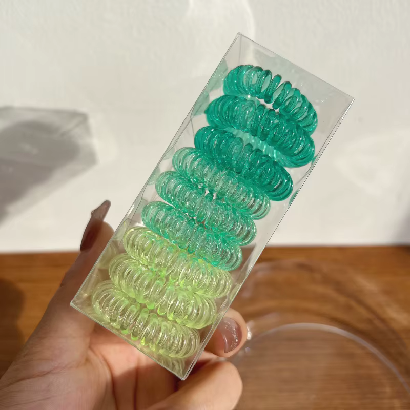 Bandes de cheveux élastiques en fil de téléphone, bandes de caoutchouc transparentes, attaches en sp