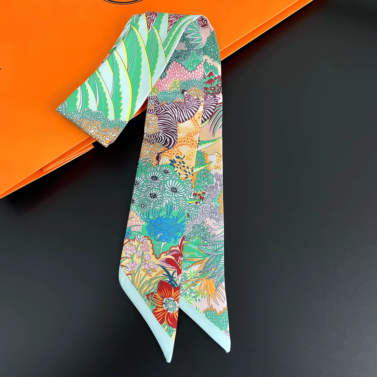 Foulard en soie de luxe pour femmes, Design de marque zèbre à fleurs, bandeau pour cheveux, à la mod