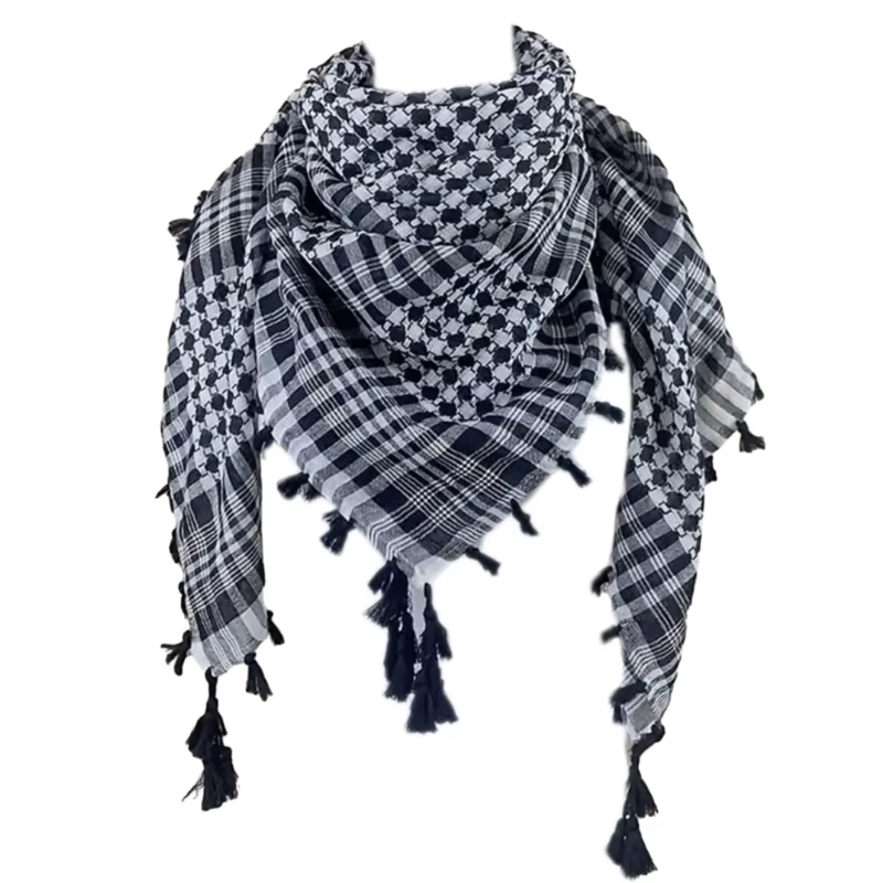 Keffiyeh tactique désert écharpe Wrap Shemagh tête cou arabe écharpe unisexe arabe Shemagh Keffiyeh