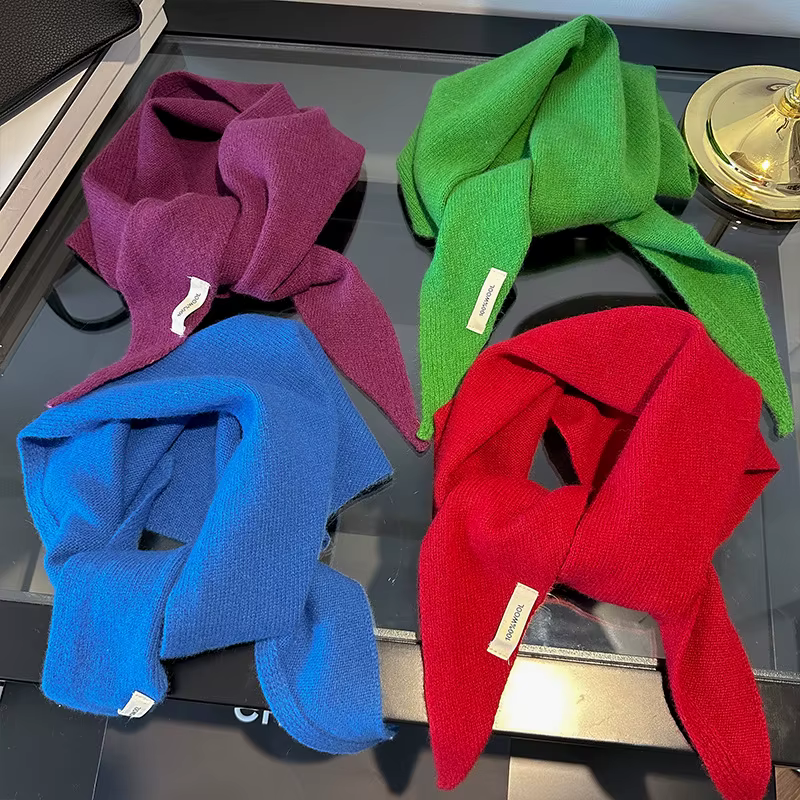 100% laine Style coréen hiver mode chaud tricoté triangulaire Hijab écharpe femmes foulard châle mul