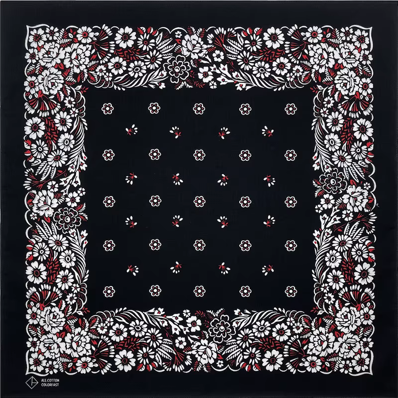 Nouveau Design fleur noir Paisley Hip Hop 100% coton carré Bandana écharpe unisexe bandeau cadeaux p