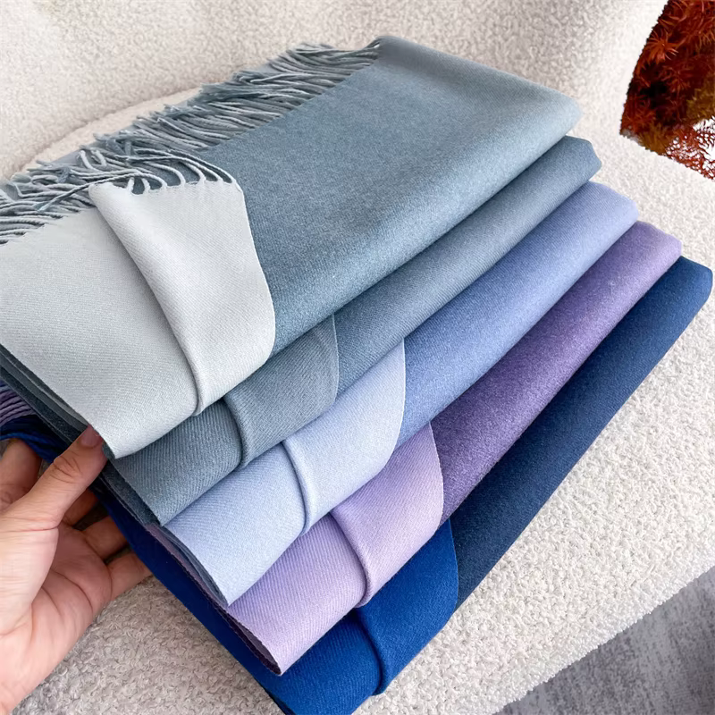 Écharpe en cachemire solide pour femme, 40 couleurs, châle chaud, Hijab, couverture Pashmina, pompon
