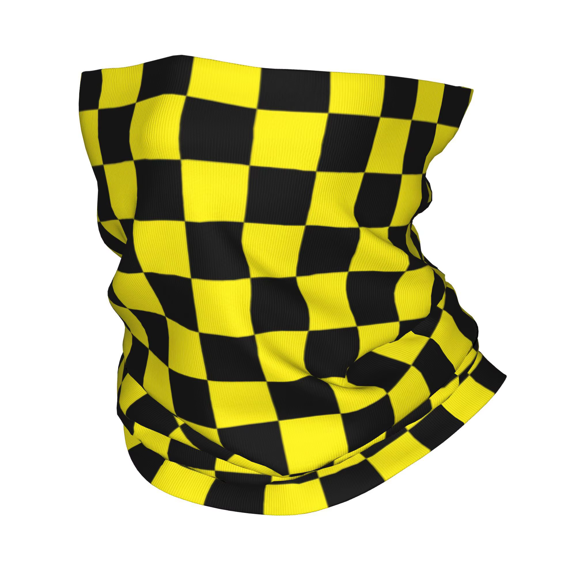 Cache-cou Bandana à carreaux noir jaune personnalisé, pour randonnée Camping hommes et femmes, échar