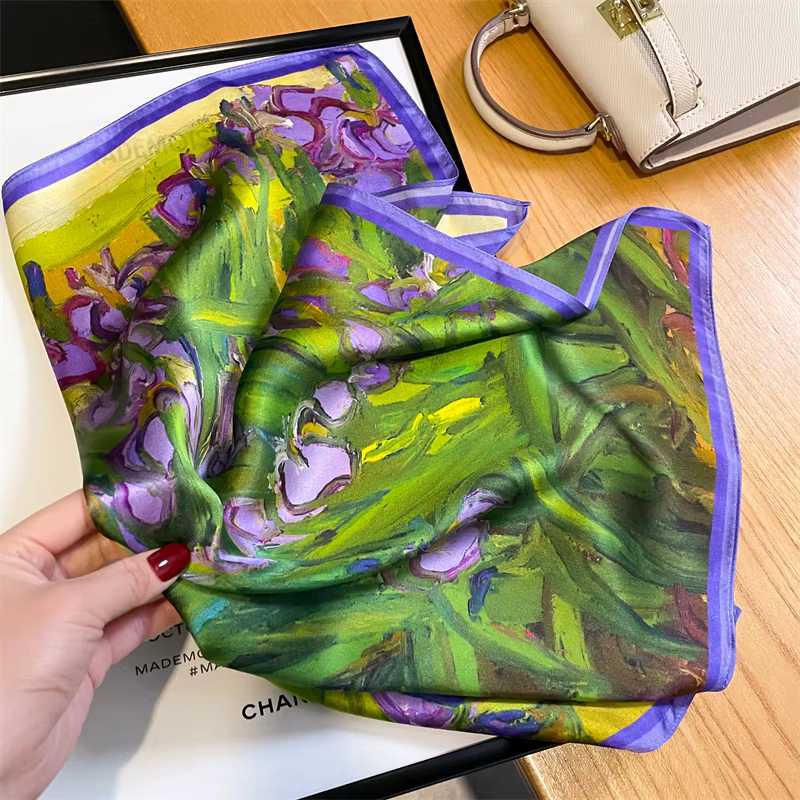 Foulard imprimé 2024 pur pour femmes, petit cou, bandeau pour cheveux, foulard design féminin, banda
