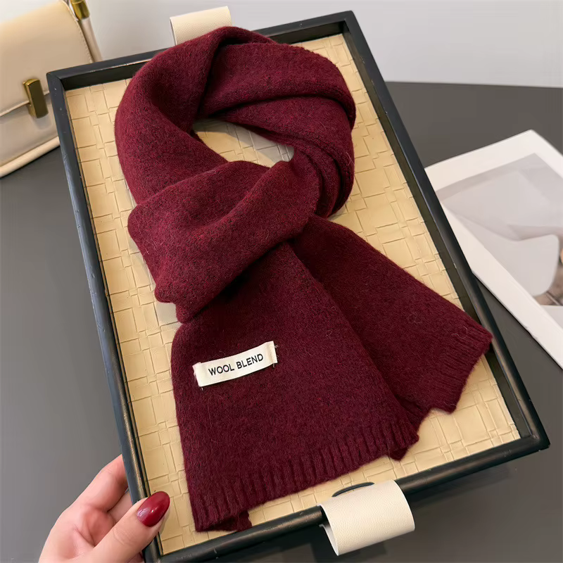 Styles coréens de luxe couleur unie hiver chaud tricoté écharpe femmes châles simples dame doux enve