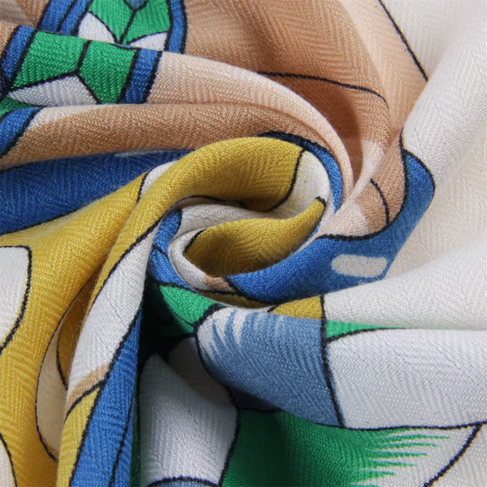 POBING 30% soie 70% cachemire écharpe femmes roulé à la main mode impression Triangle foulards envel