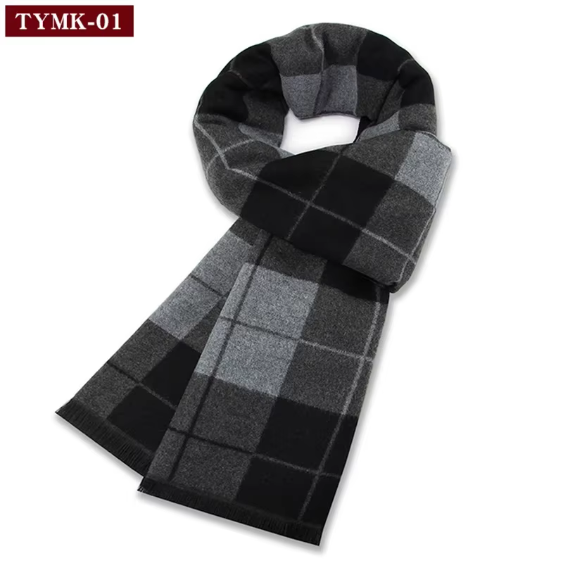 Écharpe à carreaux homme noir hiver chaud laine écharpe pour hommes cachemire foulards décontracté m