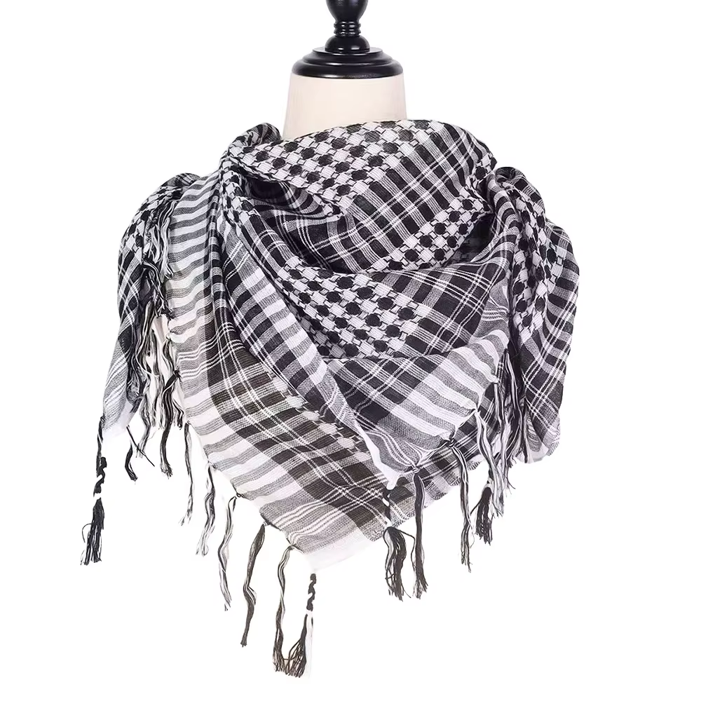 Nouveau Grand foulard arabe Shemagh avec gland Costume tête cou écharpe Bandana Keffiyeh pour hommes
