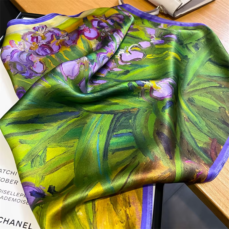 Foulard imprimé 2024 pur pour femmes, petit cou, bandeau pour cheveux, foulard design féminin, banda
