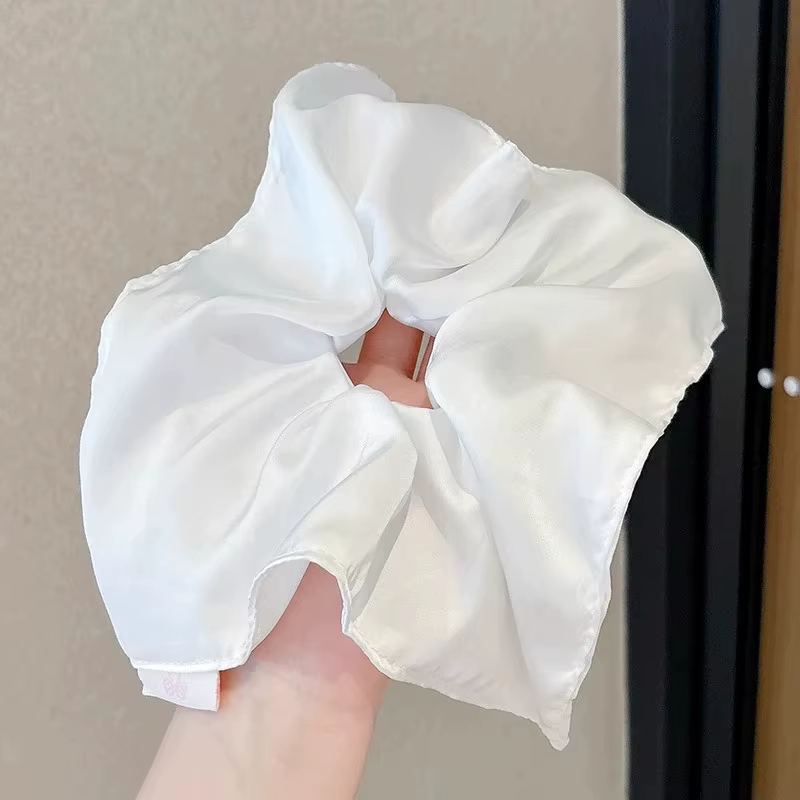 Grand foulard carré élégant pour femmes et filles, bandeaux élastiques en Satin, attaches pour cheve
