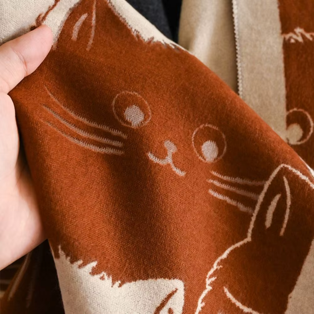 Écharpe en Imitation cachemire chat mignon, épaisse et chaude, Pashmina résistant au froid, motif Ja