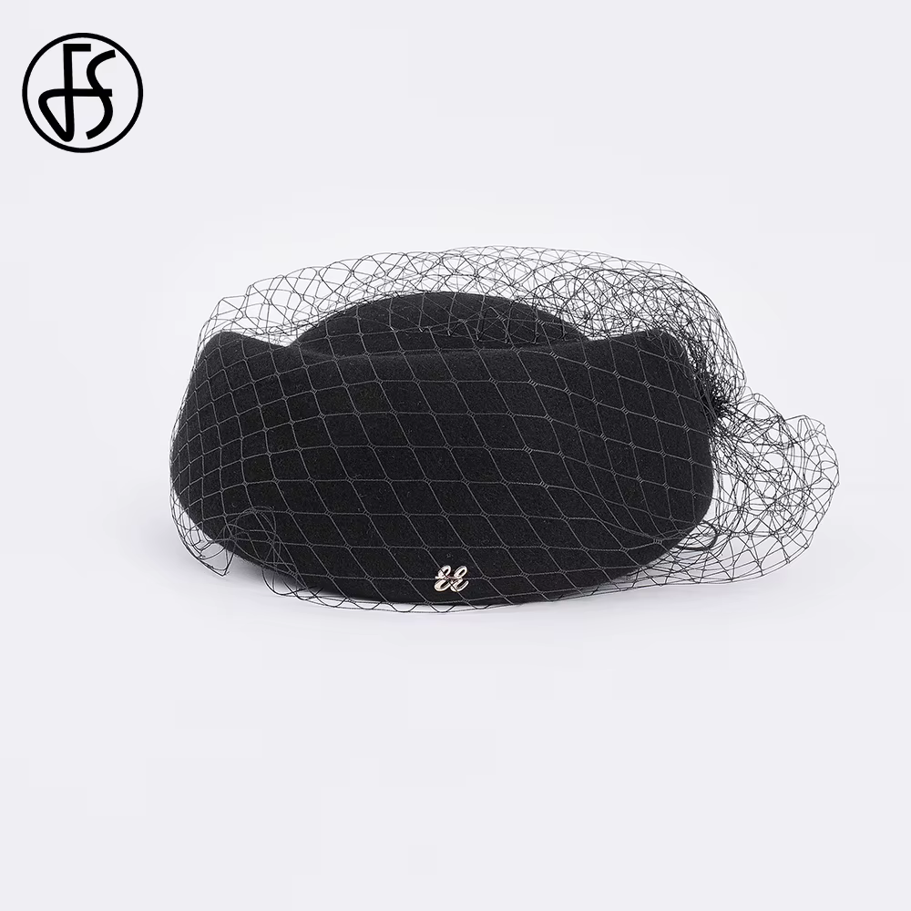 FS béret en feutre de laine blanche mariage britannique chapeaux pour femmes dames église Fedoras ch