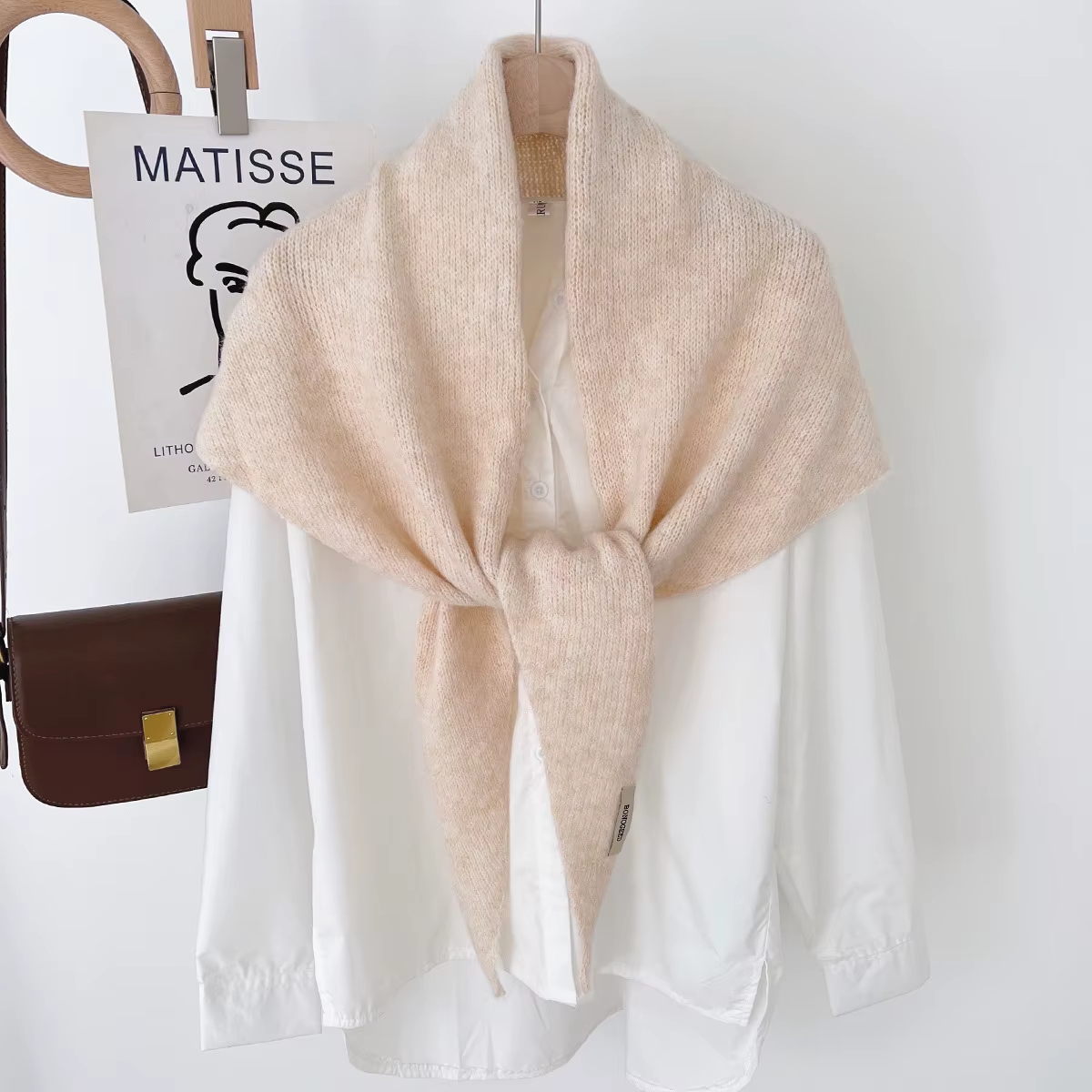 Laine hiver écharpe pour femmes chaud triangle tricot foulards Hijab solide dame châle enveloppement