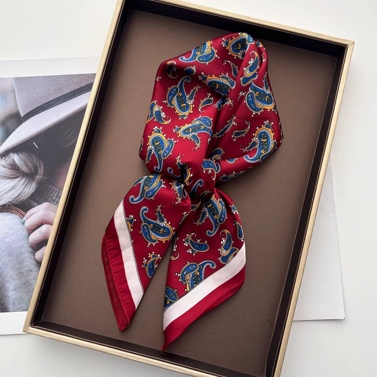 Foulard imprimé cachemire pour femme, imitation soie, écharpe de cou, bandana, hijab, bandeaux, châl