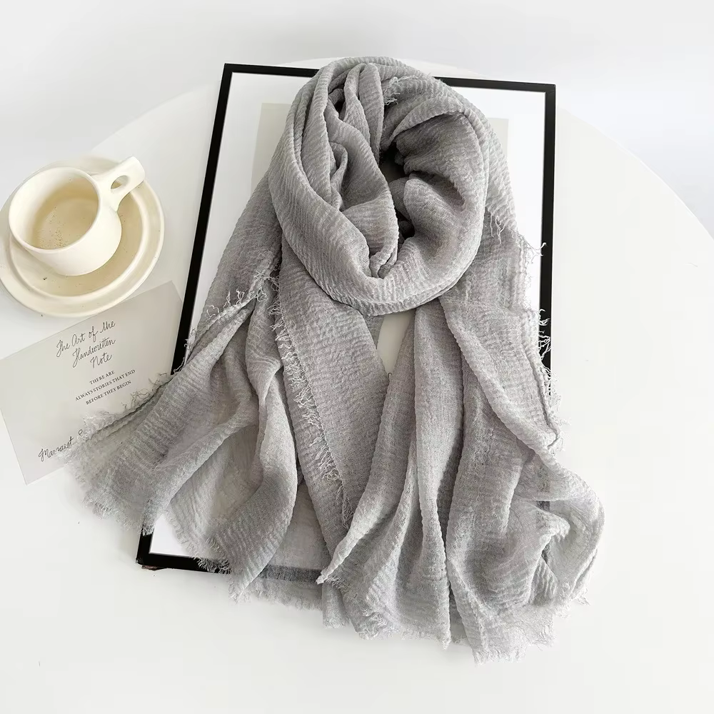 Écharpe bleue femme élégante en mousseline de soie châle coton écharpe femmes rouge bordeaux écharpe