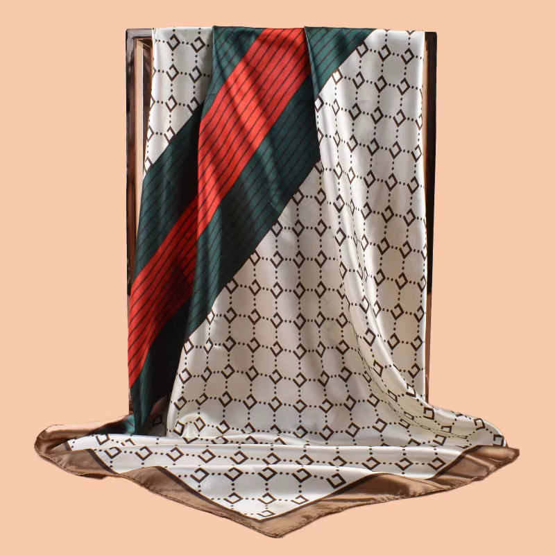 Foulard carré en Satin pour femmes, accessoire de plage d'été, à la mode, 90x90 pouces, multi-usage,