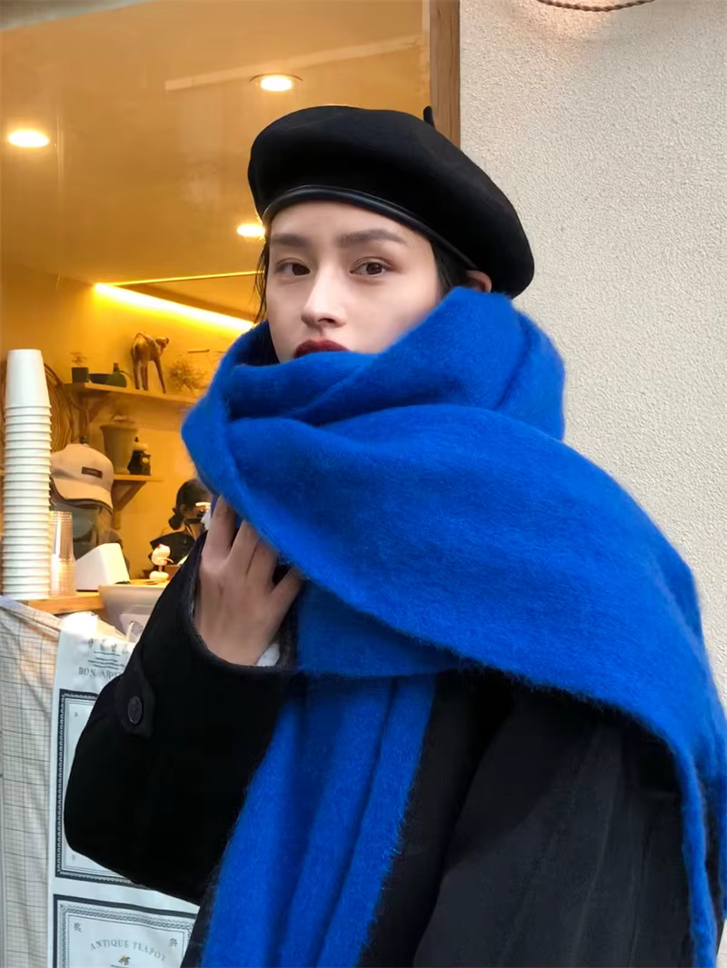 Femmes épais châle enveloppes écharpe hiver chaud mode couleur unie Pashmina foulards Long gland Hij