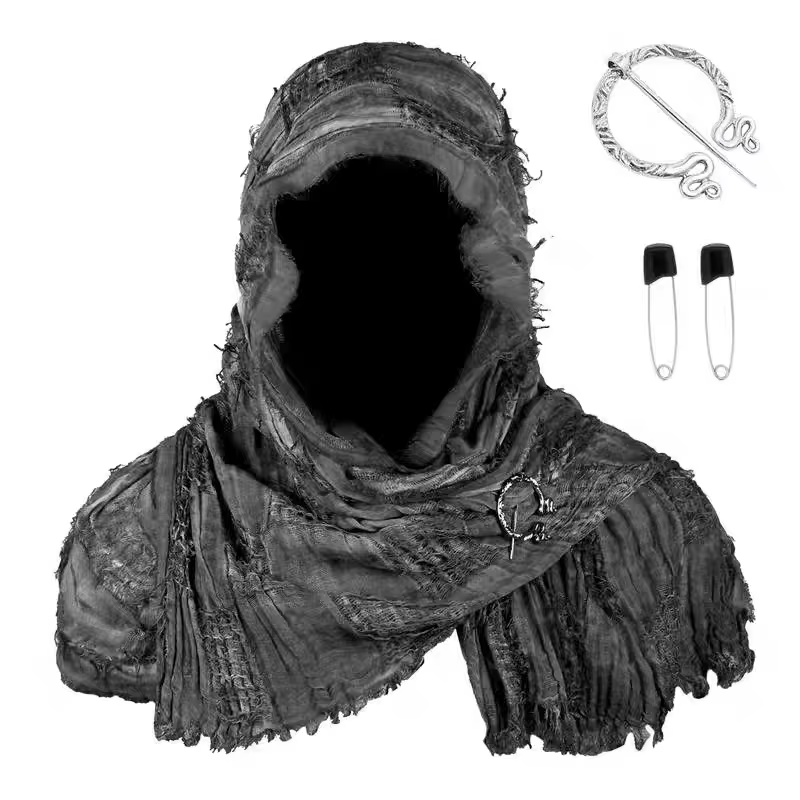 Techwear Style déchiré gland Punk Vintage écharpe homme femme médiéval chevalier Cape Halloween Cosp