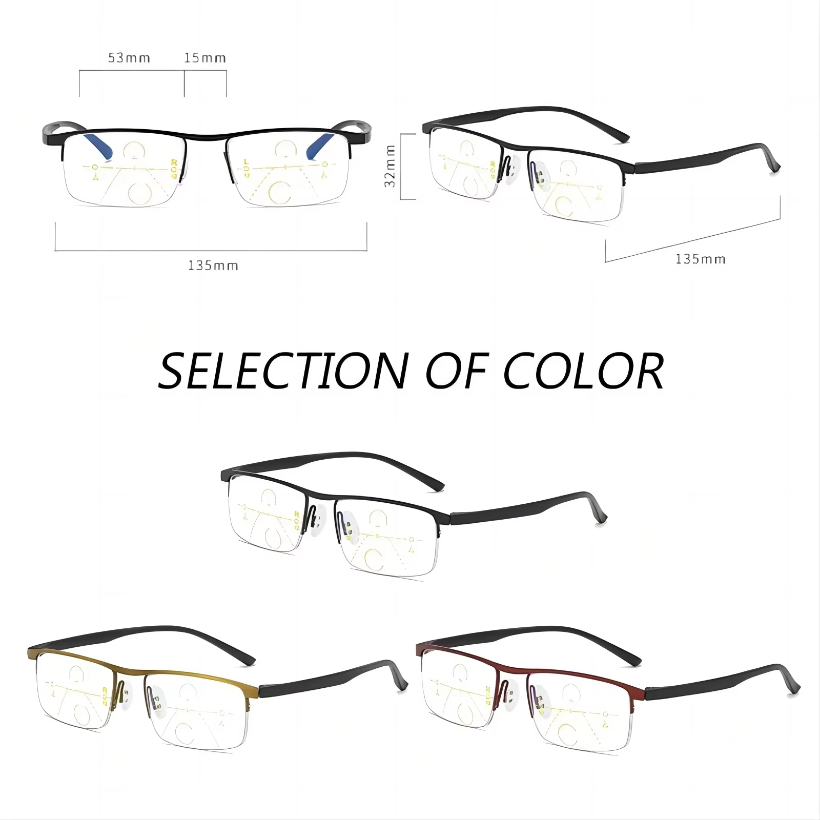 IENJOY – lunettes de lecture multifocales progressives intelligentes, demi-monture, double usage, An