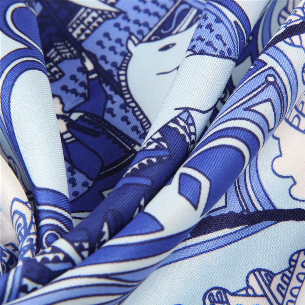 Foulard en soie de 90 cm pour femme, imprimé, carré, de marque, hijab, foulard à bords roulés à la m