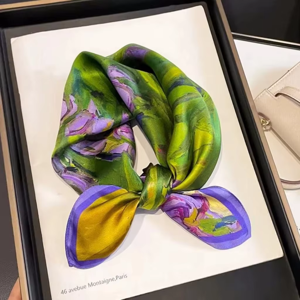 2025 mode 100% véritable foulard en soie 53cm carré Bandelet femmes soie tempérament petite écharpe 