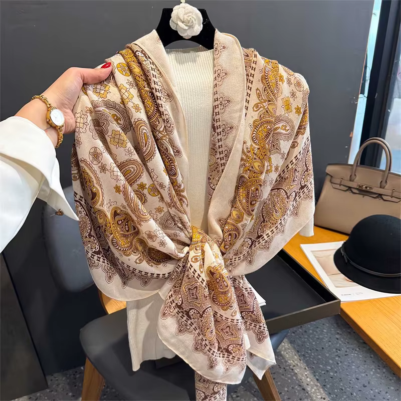 Châle Paisley noir Vintage 88x180cm, sensation de coton et de lin, écharpe de Style Boho pour femmes
