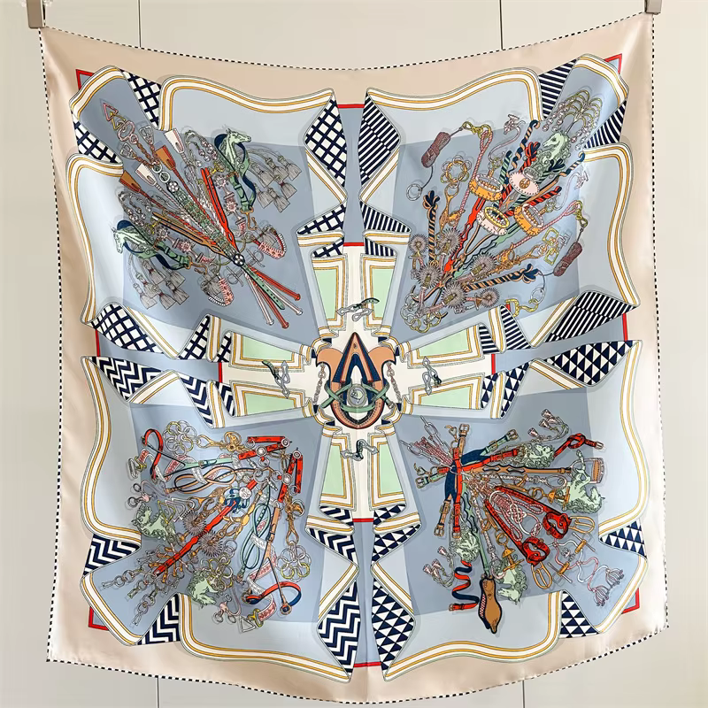 Foulard en soie sergé châles roulés à la main 90*90 cm foulards de mûrier manuels de créateur 100% s
