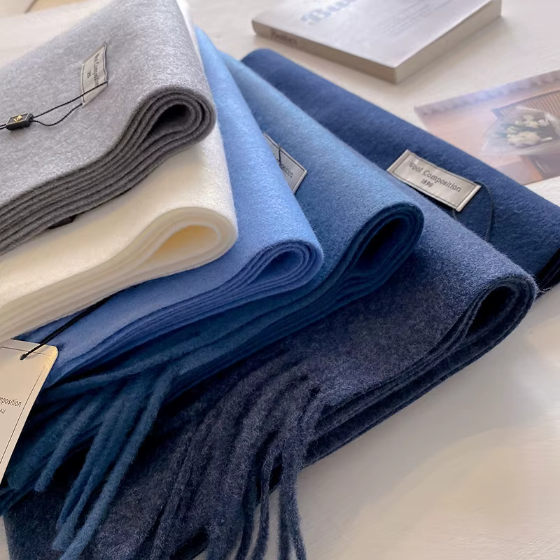 Foulard en laine pour femme, Long et chaud, en cachemire, Hijab, solide, châle enveloppant, Pashmina