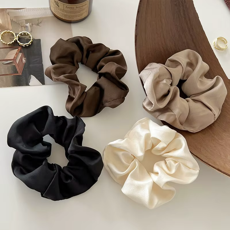 Chouchous en Satin de soie Vintage, 1 pièce, bandes élastiques pour cheveux, couleur unie, couvre-ch
