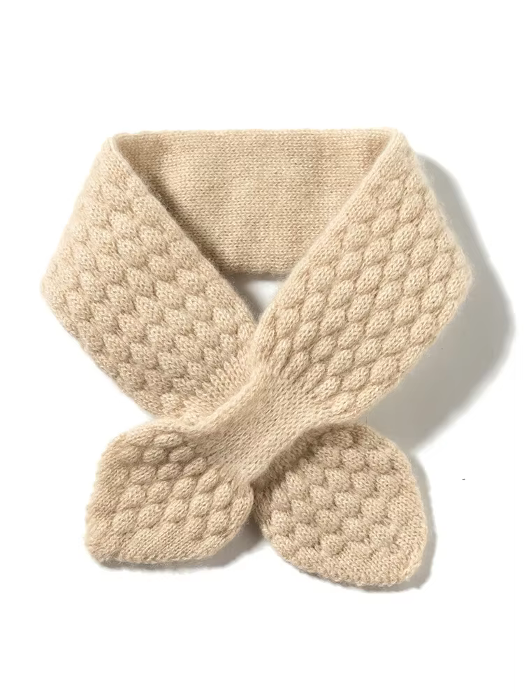 Femmes 100% pur cachemire tricoté petit nœud papillon écharpe foulard mousse point doux cou plus cha