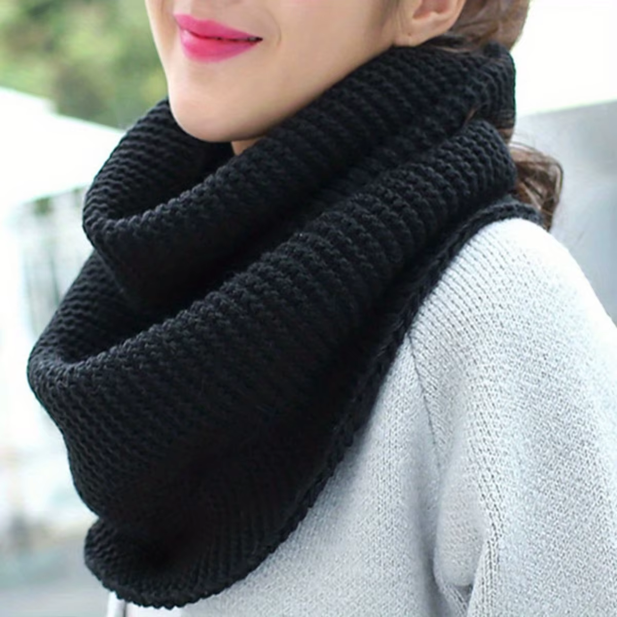 Écharpe en tricot épais de couleur unie pour femmes, style coréen, automne-hiver, écharpe chaude pou