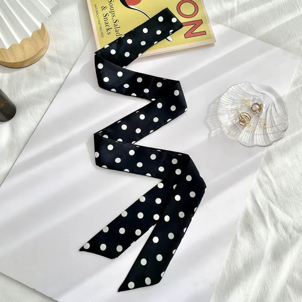 Ruban de luxe à pois écharpe imprimé rétro écharpe bandeau foulard mince longues écharpes printemps