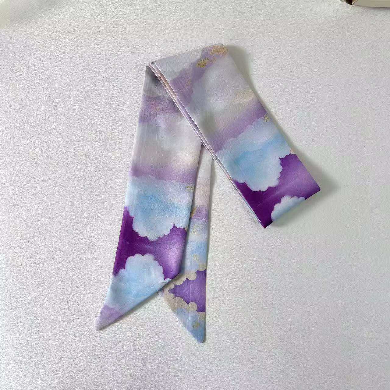 Foulard en soie frais et chic, accessoire de cheveux tendance pour femmes, cravate polyvalente de ha