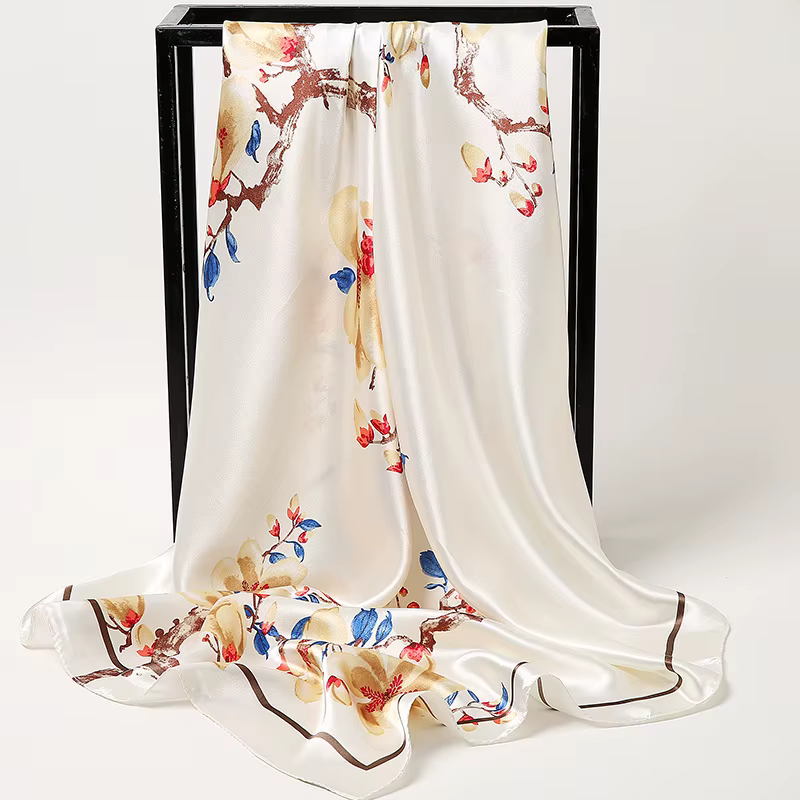 Foulard carré en soie polyvalent de 90cm, châle à la mode pour femmes, petit foulard carré élégant,