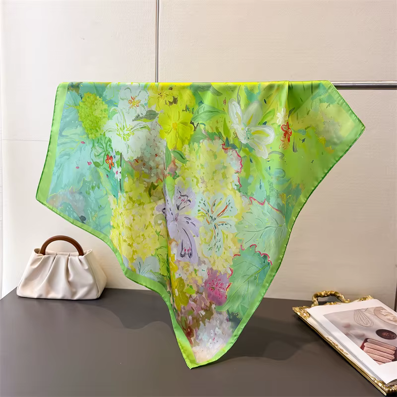Nouveau Foulard Carré 2026 pour Femme – Écharpe Tendance en Satin Doux, Bandana, Foulard de Plage, H