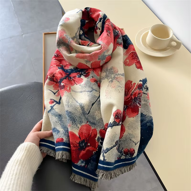 Écharpe de luxe en cachemire pour femme, Design chaud, couverture Pashmina, Poncho, châle, épais, Bu