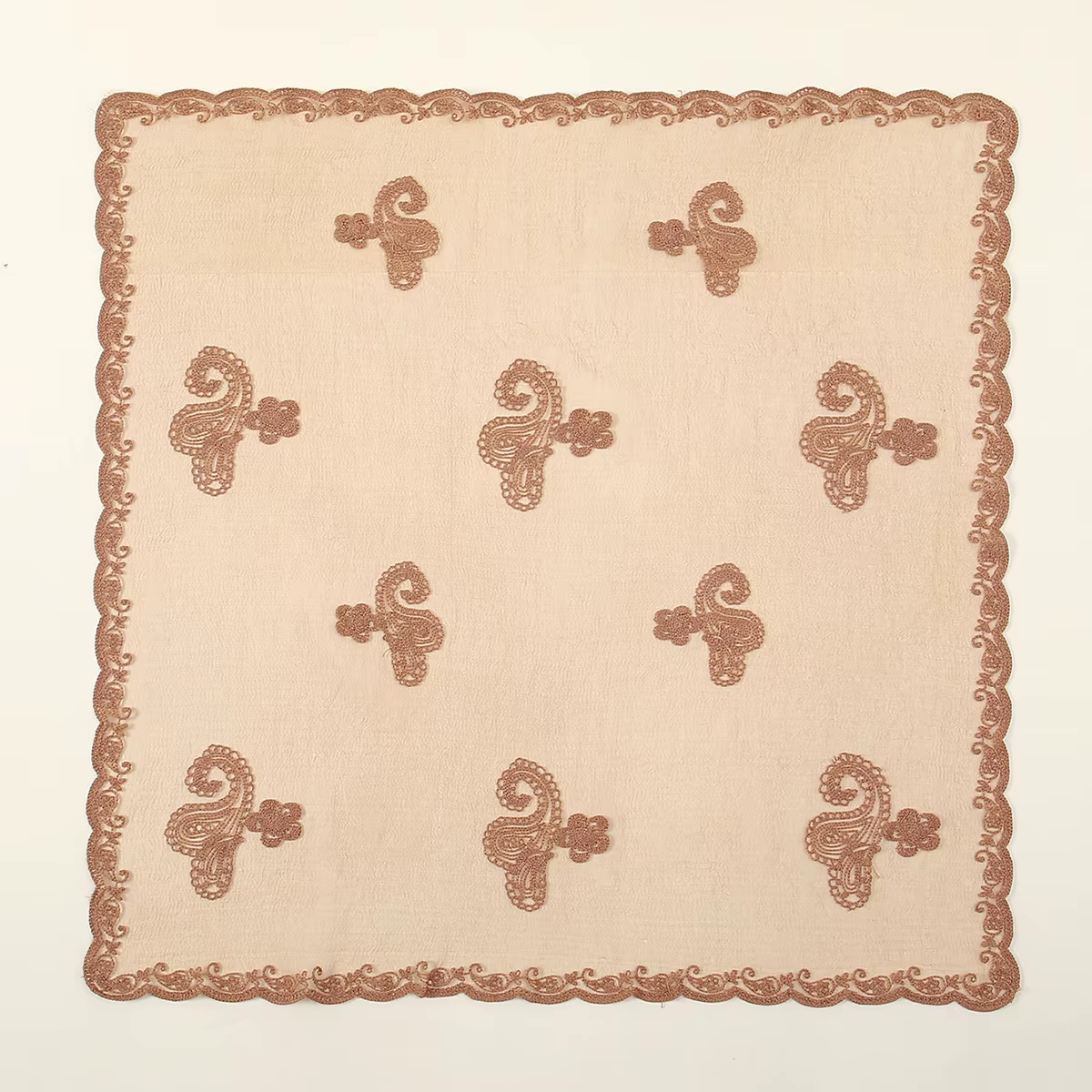 Foulard carré Bandana brodé en dentelle Paisley pour femmes, élégant, respirant, en soie, protection